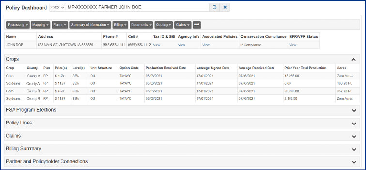 Policy Dashboard Screenshot