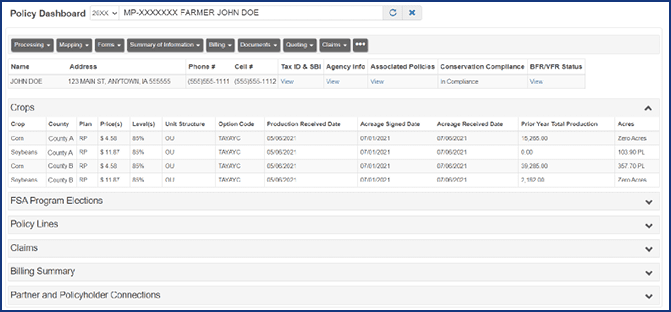 Policy Dashboard Screenshot